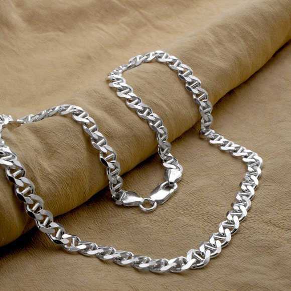 925 Silver Mariner Chain Italy 18" 7.5mm Solid - Picture 7 of 8